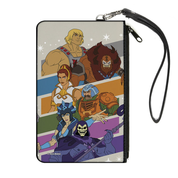 Buckle-Down Canvas Zipper Wallet - LARGE - Masters of the Universe Character Stripe Poses White/Multi Color