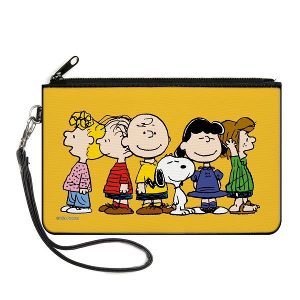Buckle-Down Canvas Zipper Wallet - LARGE - Peanuts Gang Close-Up Group Pose Golden Yellow