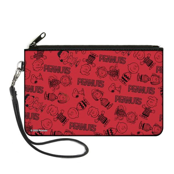 Buckle-Down Canvas Zipper Wallet - LARGE - PEANUTS Gang Six Character and Title Logo Collage Red/Black