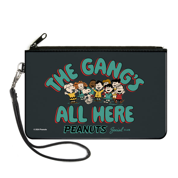 Buckle-Down Canvas Zipper Wallet - LARGE - Peanuts Gang THE GANG'S ALL HERE Group Pose Black/Blue