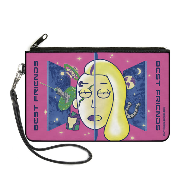 Buckle-Down Canvas Zipper Wallet - LARGE - Rick and Morty Space Beth and Beth Smith BEST FRIENDS Pink/Blues