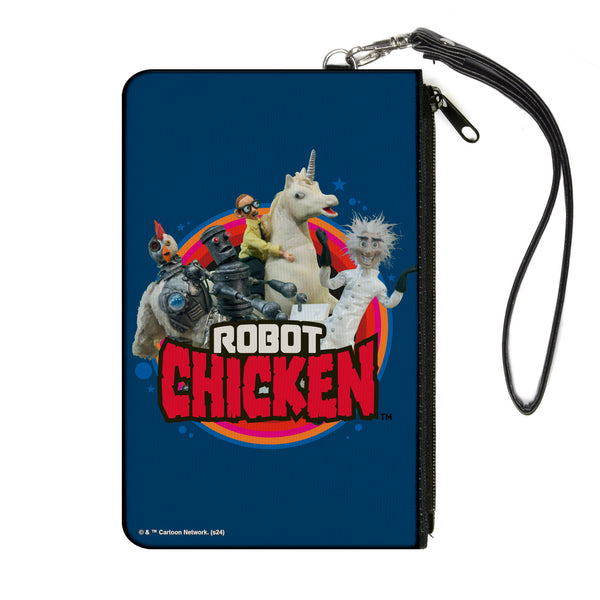 Buckle-Down Canvas Zipper Wallet - LARGE - ROBOT CHICKEN Title Logo and Group Pose Blue