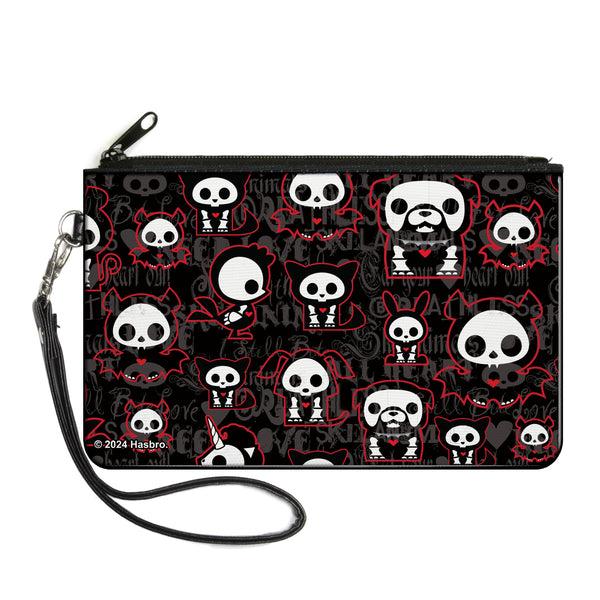 Buckle-Down Canvas Zipper Wallet - LARGE - Skelanimals Character Collage Black/Gray/Red/White