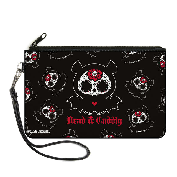 Buckle-Down Canvas Zipper Wallet - LARGE - Skelanimals Diego the Bat DEAD N CUDDLY Pose Black/White/Red