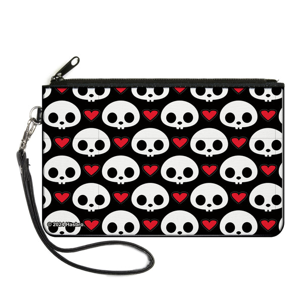 Buckle-Down Canvas Zipper Wallet - LARGE - Skelanimals Face Logo and Heart Black/White/Red