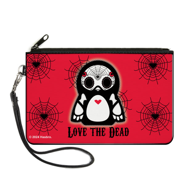 Buckle-Down Canvas Zipper Wallet - LARGE - Skelanimals Pen the Penguin LOVE THE DEAD Pose Red/Black/White