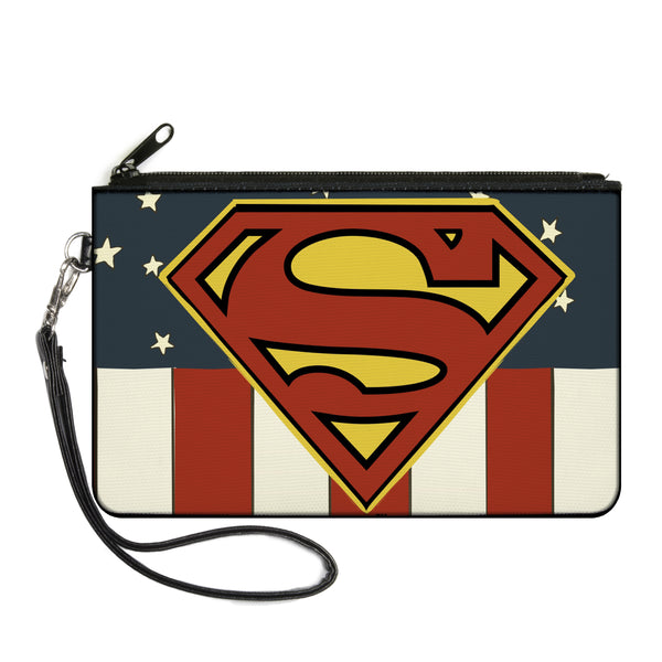 Buckle-Down Canvas Zipper Wallet - LARGE - Superman Shield Americana Red/White/Blue/Yellow
