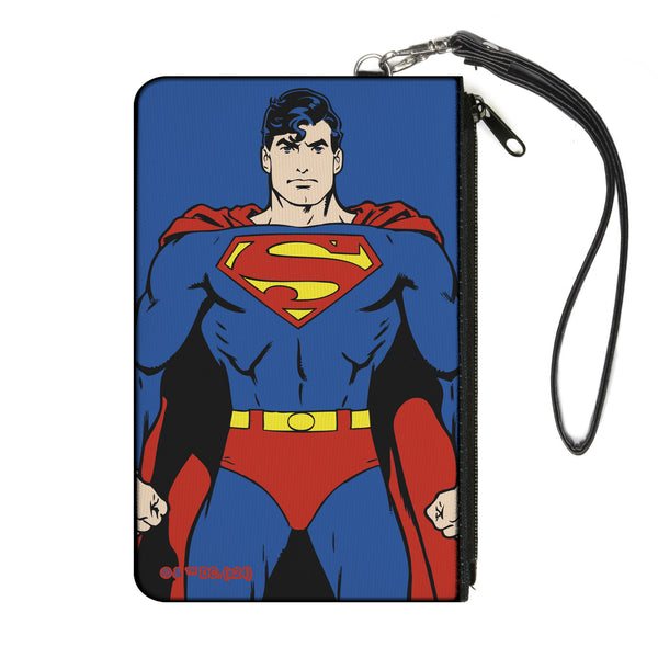 Buckle-Down Canvas Zipper Wallet - LARGE - Superman Standing Pose Blue
