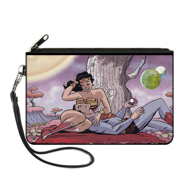 Buckle-Down Canvas Zipper Wallet - LARGE - Superman/Wonder Woman Issue #14 Sitting Under Tree Variant Cover Pose