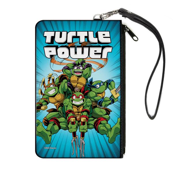 Buckle-Down Canvas Zipper Wallet - LARGE - Teenage Mutant Ninja Turtles TURTLE POWER Group Pose Rays Blues