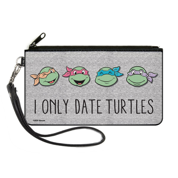 Buckle-Down Canvas Zipper Wallet - LARGE - Teenage Mutant Ninja Turtles I ONLY DATE TURTLES Expressions Grays