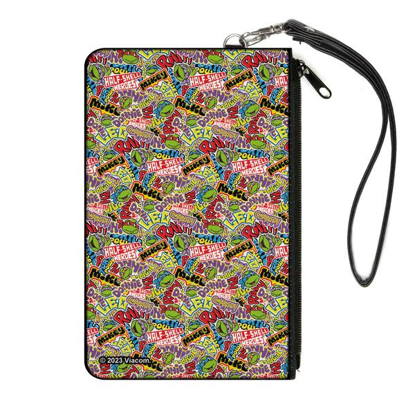 Buckle-Down Canvas Zipper Wallet - LARGE - Teenage Mutant Ninja Turtles Sticker Slaps Collage White/Multi Color