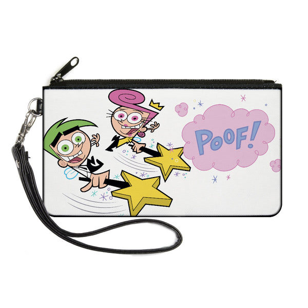 Buckle-Down Canvas Zipper Wallet - LARGE - THE FAIRLY ODDPARENTS Cosmo and Wanda POOF Pose White