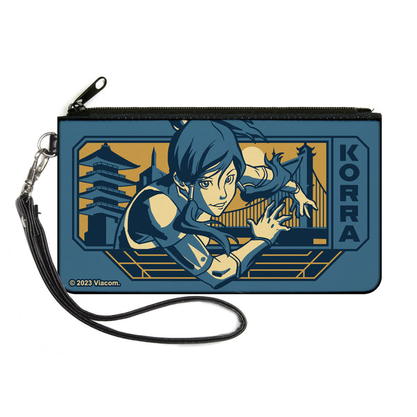 Buckle-Down Canvas Zipper Wallet - LARGE - The Legend of Korra Avatar KORRA Bridge Pose and Text Blues