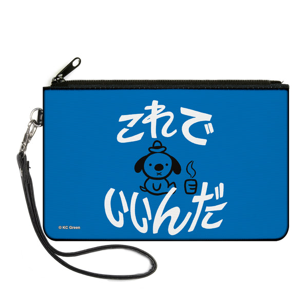 Buckle-Down Canvas Zipper Wallet - LARGE - This is Fine Japanese Question Hound Flame Blue/Black/White