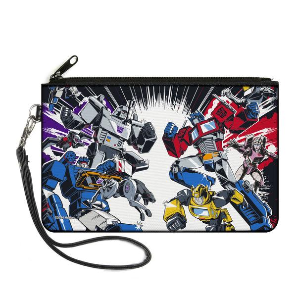 Buckle-Down Canvas Zipper Wallet - LARGE - Transformers Decepticon and Autobots Battle Black/White