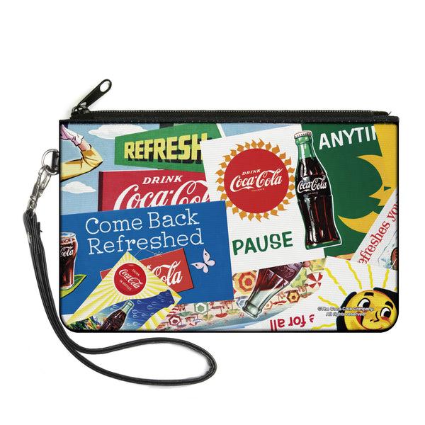 Buckle-Down Canvas Zipper Wallet - LARGE - Vintage Coca-Cola COME BACK REFRESHED Ads and Icons Collage