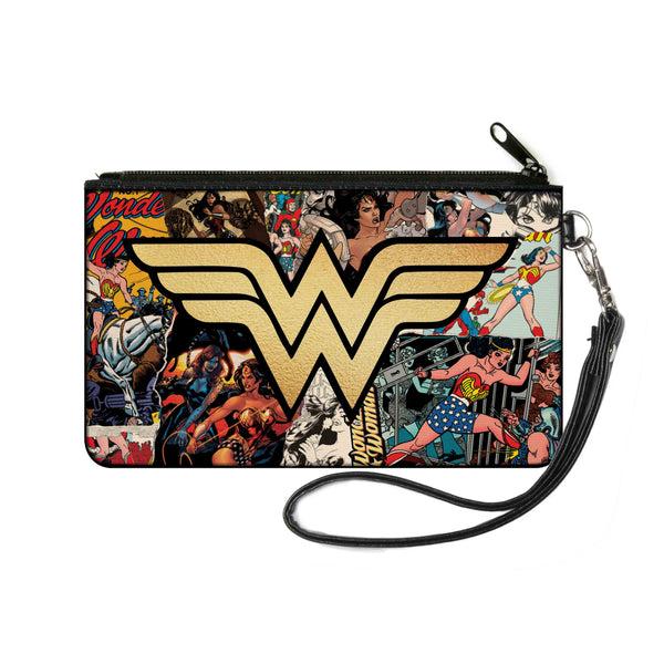 Buckle-Down Canvas Zipper Wallet - LARGE - Wonder Woman Icon Through The Years Comics Book Covers Stacked