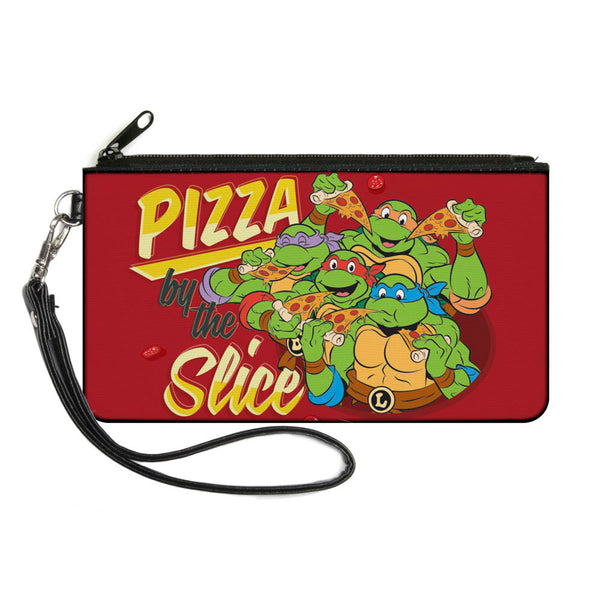 Buckle-Down Canvas Zipper Wallet - SMALL - Classic TMNT Turtles Pose16 PIZZA BY THE SLICE Reds Yellows