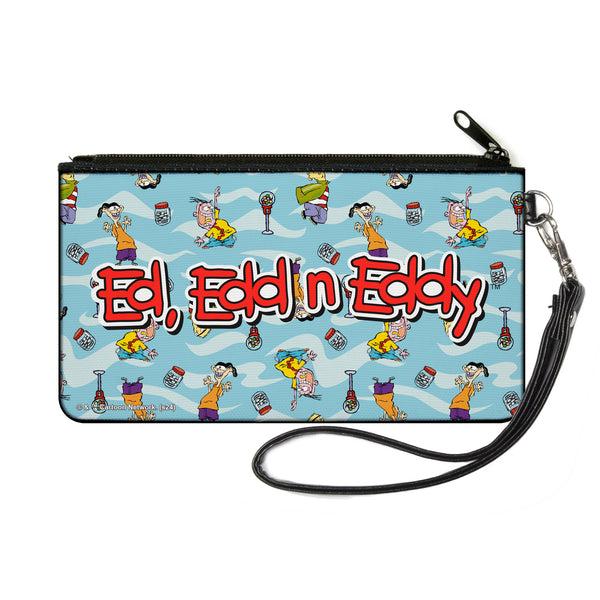 Buckle-Down Canvas Zipper Wallet - SMALL - ED EDD N EDDY Title Logo and Character Poses Scattered Blues
