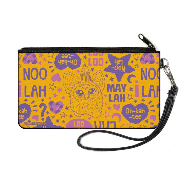 Buckle-Down Canvas Zipper Wallet - SMALL - Furby Furbish Phrases and Icons Orange/Pink/Purple