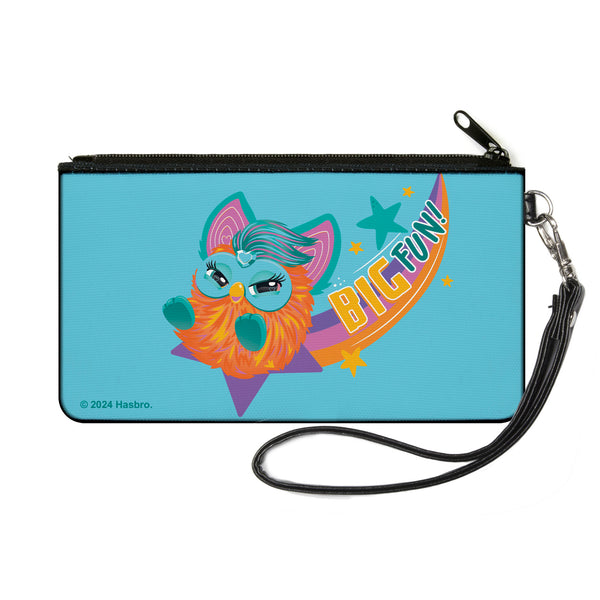 Buckle-Down Canvas Zipper Wallet - SMALL - Furby Orange Furby BIG FUN Sliding Pose Blue