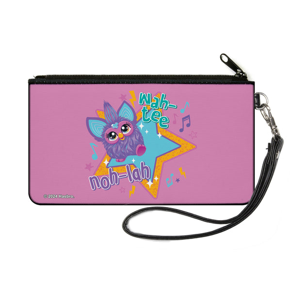 Buckle-Down Canvas Zipper Wallet - SMALL - Furby Purple Furby NOH-LAH WAH-TEE Star Pose Pink/Multi Color