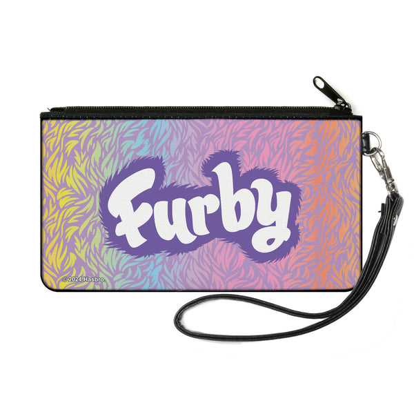 Buckle-Down Canvas Zipper Wallet - SMALL - FURBY Title Logo Fur Print Multi Color/Purple/White