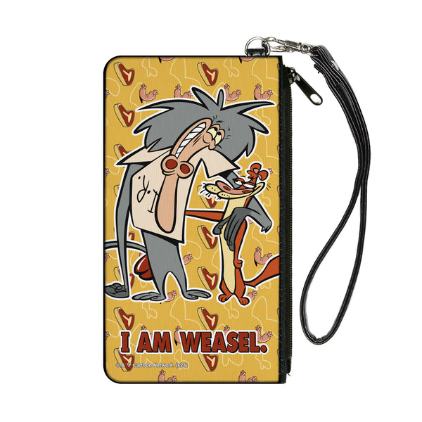 Buckle-Down Canvas Zipper Wallet - SMALL - I AM WEASEL IR Baboon and IM Weasel Pose and Title Logo Yellows