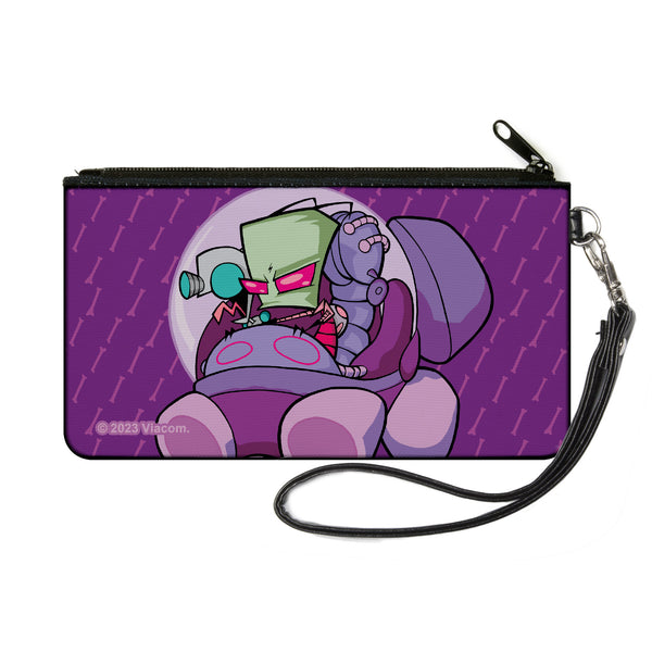 Buckle-Down Canvas Zipper Wallet - SMALL - Invader Zim and GIR Voot Cruiser Pose and Bone Purples