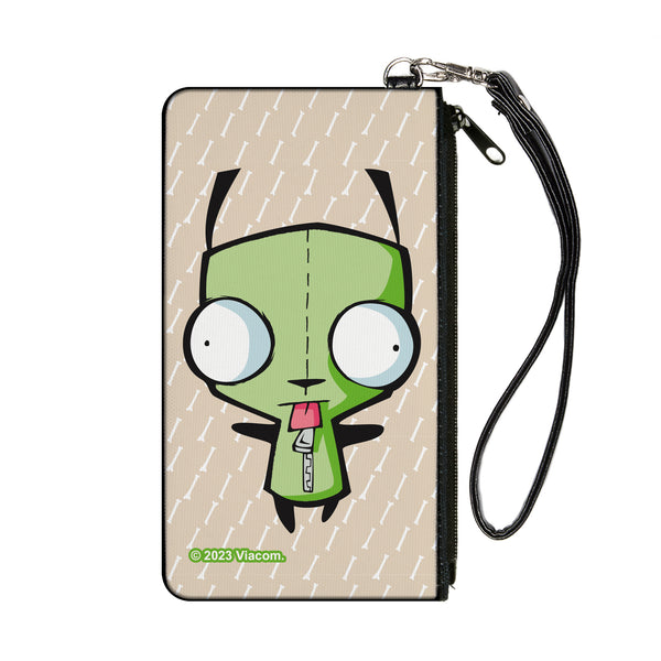 Buckle-Down Canvas Zipper Wallet - SMALL - Invader Zim GIR Pose and Bone Tan/White