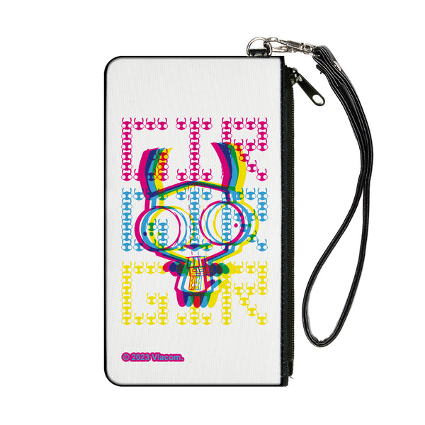 Buckle-Down Canvas Zipper Wallet - SMALL - Invader Zim GIR Pose and Face Typography White/Multi Color