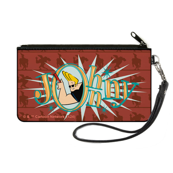 Buckle-Down Canvas Zipper Wallet - SMALL - JOHNNY BRAVO Title Logo and Flex Pose Turns Reds