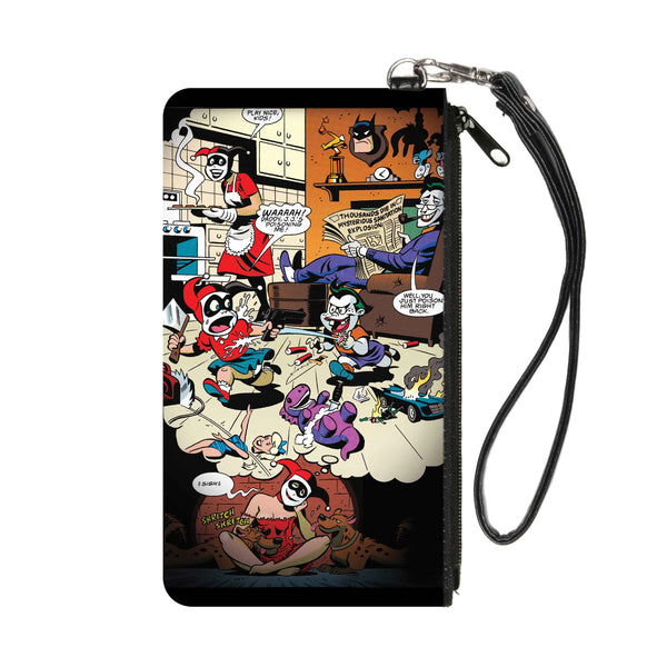 Buckle-Down Canvas Zipper Wallet - SMALL - Mad Love Harley Quinn Family Life Dreaming Scene w/Joker & Kids