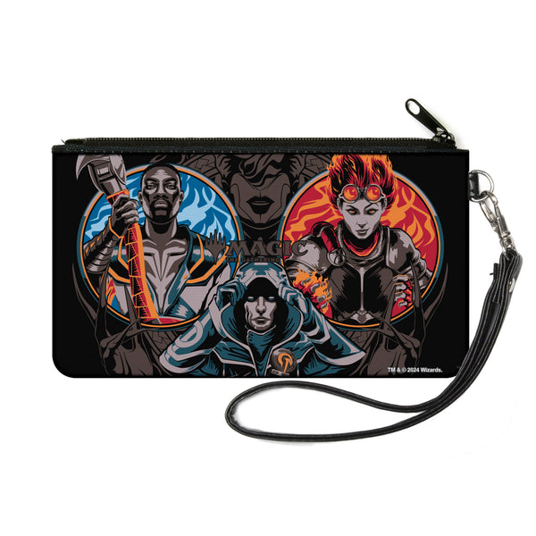 Buckle-Down Canvas Zipper Wallet - SMALL - MAGIC THE GATHERING Three Planeswalker Poses and Title Logo Black/Grays/Multi Color