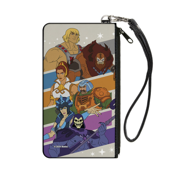 Buckle-Down Canvas Zipper Wallet - SMALL - Masters of the Universe Character Stripe Poses White/Multi Color