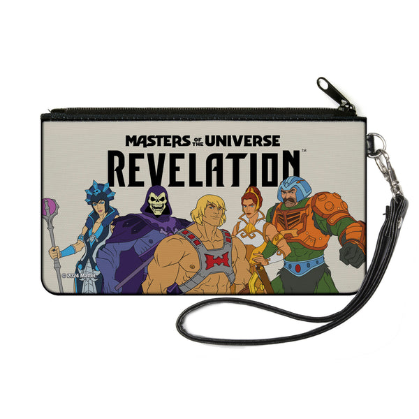 Buckle-Down Canvas Zipper Wallet - SMALL - MASTERS OF THE UNIVERSE REVELATION Group Pose and Title Logo White/Black