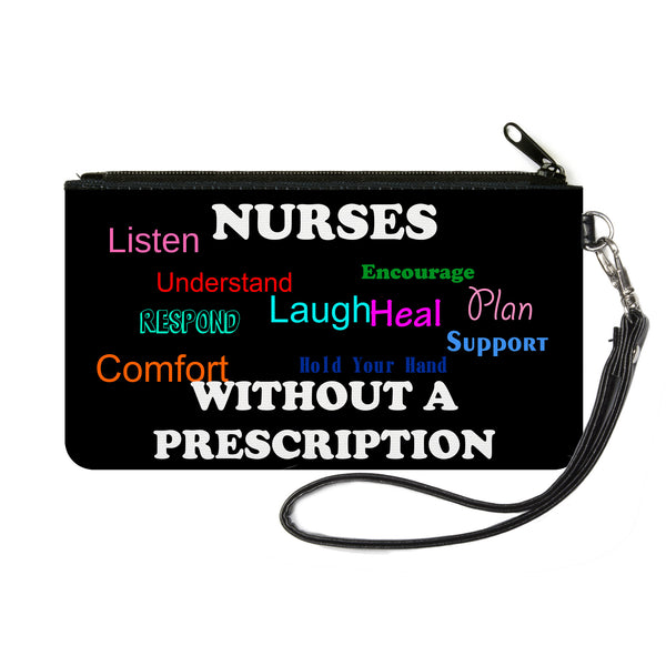 Buckle-Down Canvas Zipper Wallet - SMALL - NURSES "Respond" WITHOUT A PRESCRIPTION Black/White/Multi Color