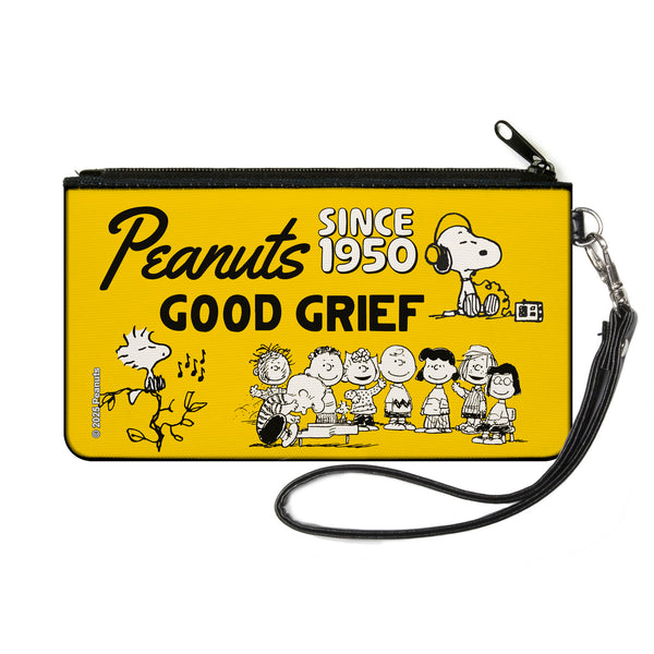 Buckle-Down Canvas Zipper Wallet - SMALL - PEANUTS Gang SINCE 1950 GOOD GRIEF Group Pose Yellow/Black