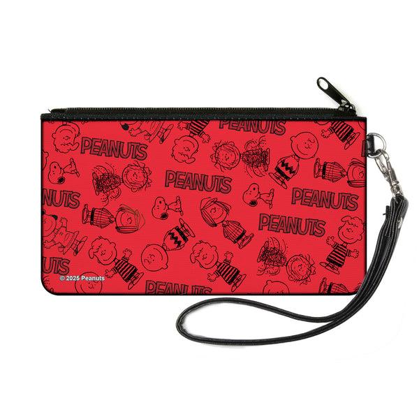 Buckle-Down Canvas Zipper Wallet - SMALL - PEANUTS Gang Six Character and Title Logo Collage Red/Black