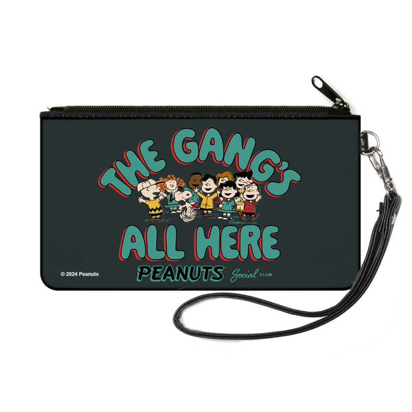 Buckle-Down Canvas Zipper Wallet - SMALL - Peanuts Gang THE GANG'S ALL HERE Group Pose Black/Blue
