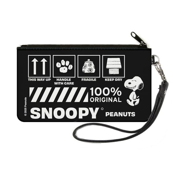 Buckle-Down Canvas Zipper Wallet - SMALL - Peanuts SNOOPY Care Symbols 100% ORIGINAL Black/White