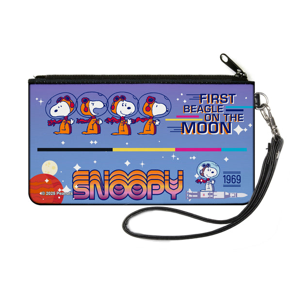 Buckle-Down Canvas Zipper Wallet - SMALL - Peanuts SNOOPY FIRST BEAGLE ON THE MOON Poses Blue/Multi Color