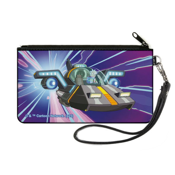 Buckle-Down Canvas Zipper Wallet - SMALL - Rick and Morty Rick Space Cruiser Pose Blues