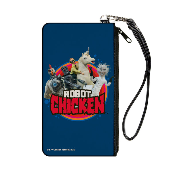 Buckle-Down Canvas Zipper Wallet - SMALL - ROBOT CHICKEN Title Logo and Group Pose Blue