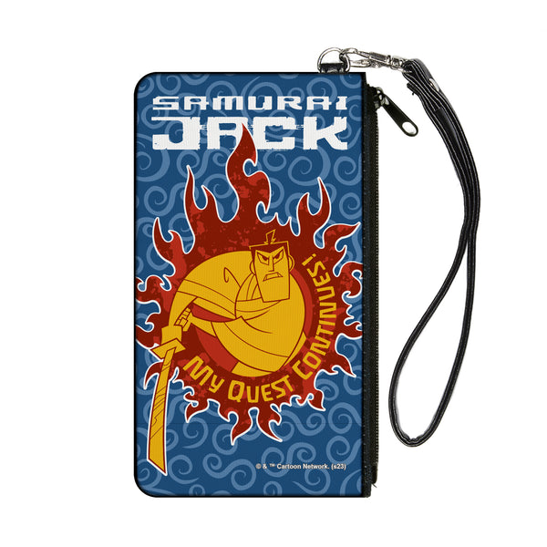 Buckle-Down Canvas Zipper Wallet - SMALL - SAMURAI JACK MY QUEST CONTINUES Katana Pose Swirl Blues