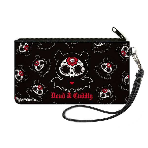 Buckle-Down Canvas Zipper Wallet - SMALL - Skelanimals Diego the Bat DEAD N CUDDLY Pose Black/White/Red