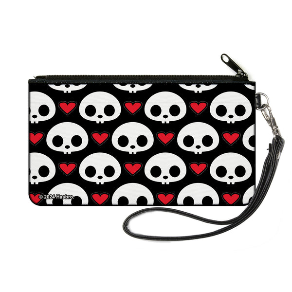 Buckle-Down Canvas Zipper Wallet - SMALL - Skelanimals Face Logo and Heart Black/White/Red