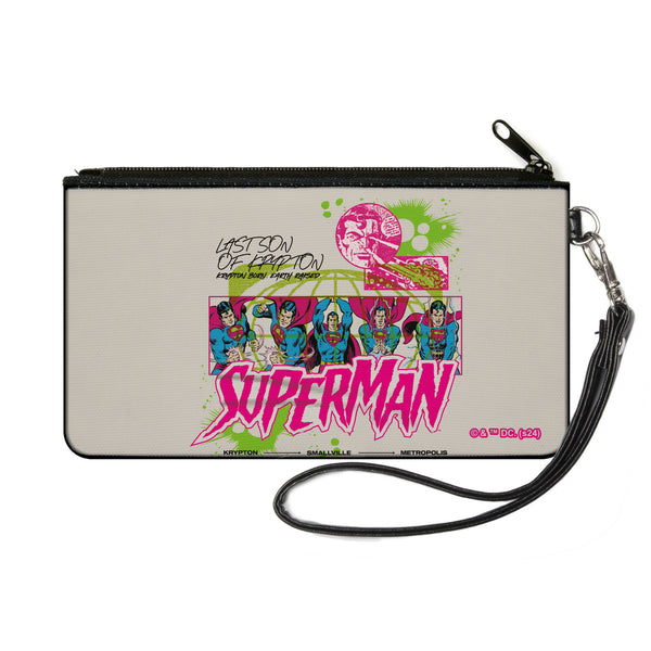 Buckle-Down Canvas Zipper Wallet - SMALL - Superman LAST SON OF KRYPTON Poses White/Multi Color