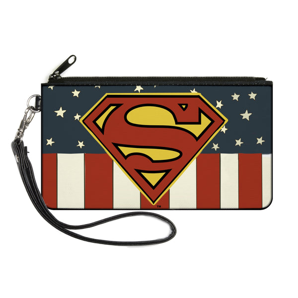 Buckle-Down Canvas Zipper Wallet - SMALL - Superman Shield Americana Red/White/Blue/Yellow